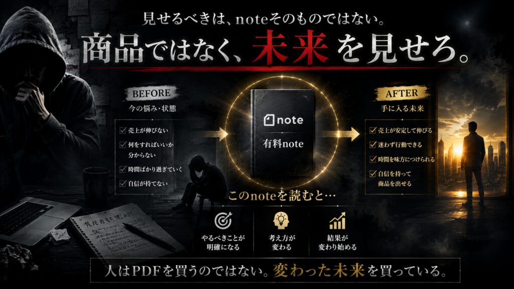 有料noteを初日から売るための裏仕込み1・欲しい未来を見せるイメージ