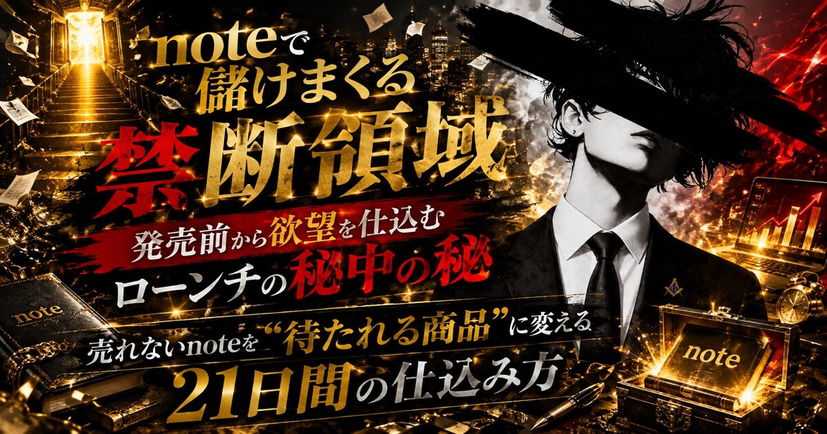 「noteで儲けまくる禁断領域」発売前から欲望を仕込むローンチの秘中の秘
